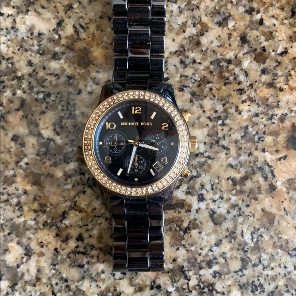 Michael Kors black and gold studded watch